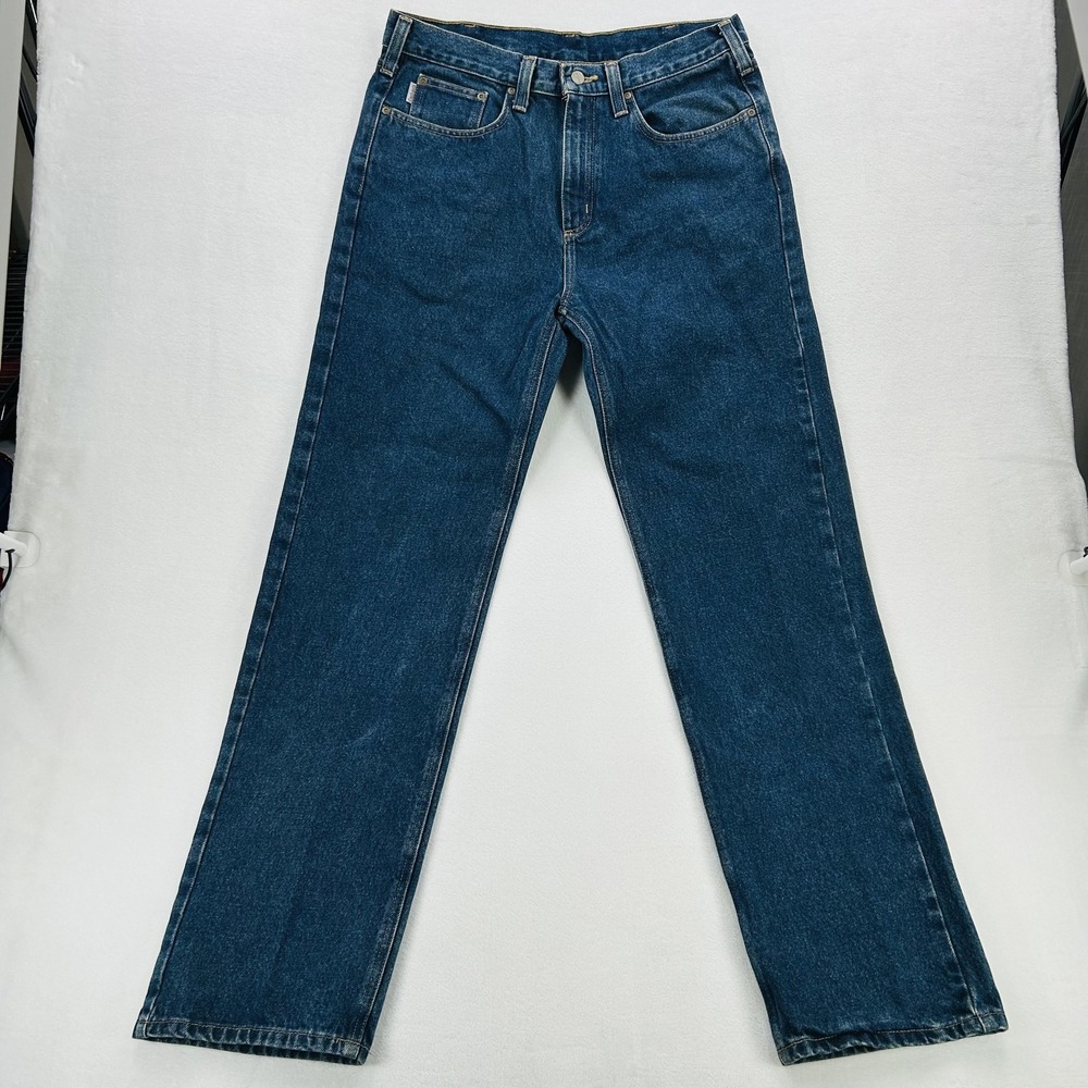 Carhartt B460 Jeans Mens 34x34 Blue Relaxed Fit Straight Leg Denim Workwear